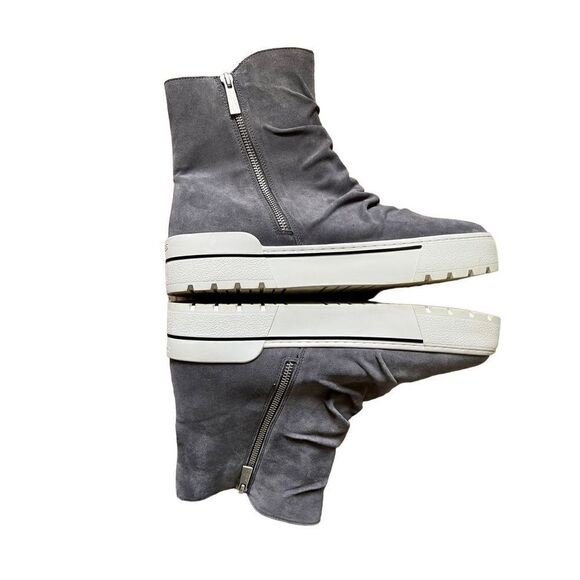 J/Slides Nila Gray Suede Women’s Chunky Boots size 10 Pull On Leather Platform S - Picture 10 of 13